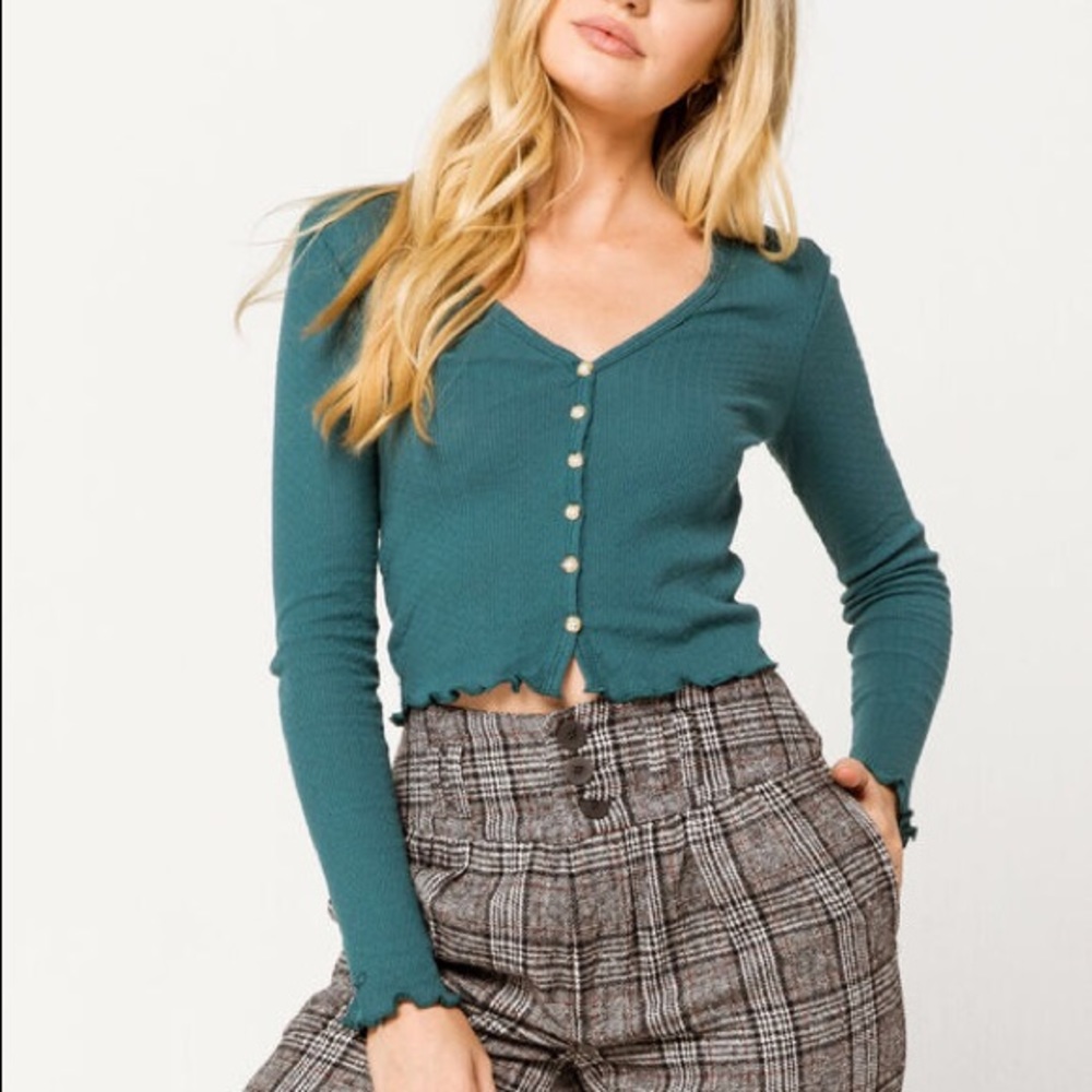 Teal Button Up- Tillys